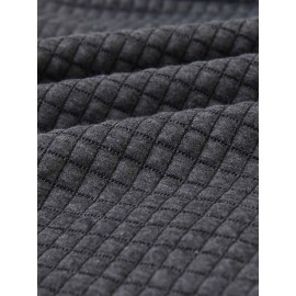 Plus Size Men's Solid Textured Hoodie Spring Fall Winter Hooded Sweatshirt For Big & Tall Males, Men's Clothing