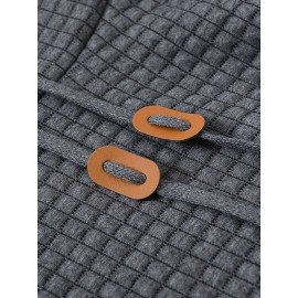 Plus Size Men's Solid Textured Hoodie Spring Fall Winter Hooded Sweatshirt For Big & Tall Males, Men's Clothing