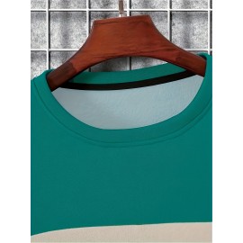 Plus Size Men's Contrast Color Sweatshirt For Sports/outdoor, Oversized Fashion Pullover For Autumn/winter, Men's Clothing