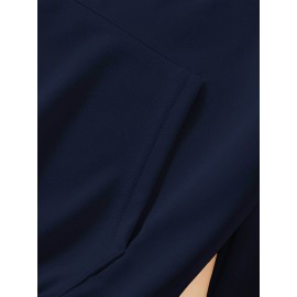 Plus Size Mens Soft and Trendy Hooded Graphic Pullover Hoodie - Comfortable Slight Stretch Polyester Knit Fabric, Solid Color, Regular Fit, Ideal for Spring/Autumn Street Style and Casual Wear