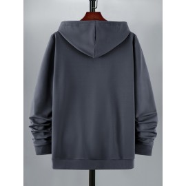 Plus Size Solid Color Hoodie - Ultra-Relaxed Fit, Soft Medium Stretch, Adjustable Hood, Spacious Kangaroo Pocket - Ideal for Mens Everyday Wear, Casual Comfortable Clothing