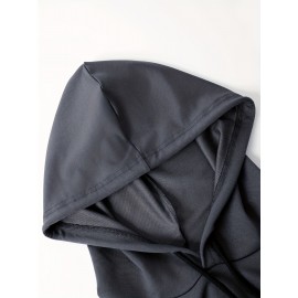 Plus Size Solid Color Hoodie - Ultra-Relaxed Fit, Soft Medium Stretch, Adjustable Hood, Spacious Kangaroo Pocket - Ideal for Mens Everyday Wear, Casual Comfortable Clothing