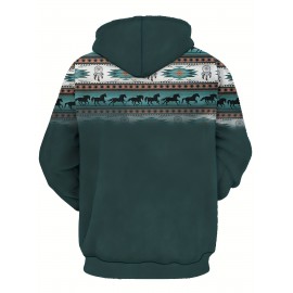 Plus Size Mens Ethnically Inspired Graphic Hoodie - Comfortable & Stylish Sweatshirt for Spring, Fall, and Winter - Trendy Design, Durable Warmth - Mens Clothing