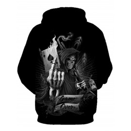 Mens Fashionable Skull Graphic Hoodie - Premium 3D Printed, Comfortable Stretch Fit, Breathable Active Wear - Ideal for Outdoor Adventures, Sporty Hooded Shirt for Men