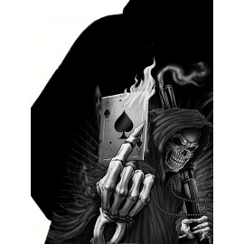 Mens Fashionable Skull Graphic Hoodie - Premium 3D Printed, Comfortable Stretch Fit, Breathable Active Wear - Ideal for Outdoor Adventures, Sporty Hooded Shirt for Men