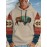 Cozy Plus Size Vintage Hoodie with Anime Bull Print | Knit Men's Hooded Sweatshirt with Pockets for Fall/Winter