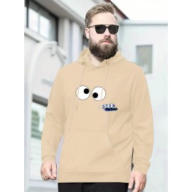 Plus Size Men's Funny Eyes Print Hooded Sweatshirt Oversized Hoodies Fashion Casual Tops For Spring/autumn, Men's Clothing
