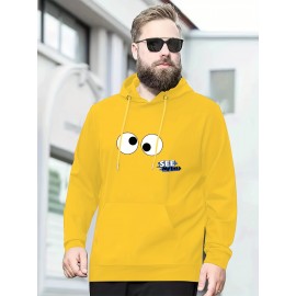 Plus Size Men's Funny Eyes Print Hooded Sweatshirt Oversized Hoodies Fashion Casual Tops For Spring/autumn, Men's Clothing