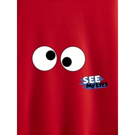 Plus Size Men's Funny Eyes Print Hooded Sweatshirt Oversized Hoodies Fashion Casual Tops For Spring/autumn, Men's Clothing