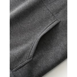 Plus Size Mens Cozy Crew Neck Hoodies - Soft Slight Stretch Recycled Polyester Blends, Oversized Comfortable Drawstring Pullover Sweatshirt with Regular Fit and Knit Fabric