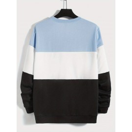 Plus Size Men's Contrast Color Sweatshirt For Spring/autumn, Men's Clothing