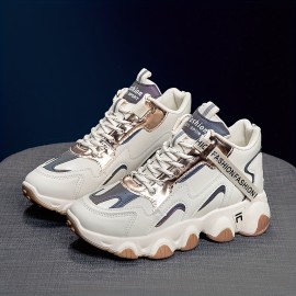 Women's Trendy High Top Sneakers, Casual Lace Up Outdoor Shoes, Women's Comfortable Walking Shoes