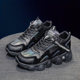 Women's Trendy High Top Sneakers, Casual Lace Up Outdoor Shoes, Women's Comfortable Walking Shoes