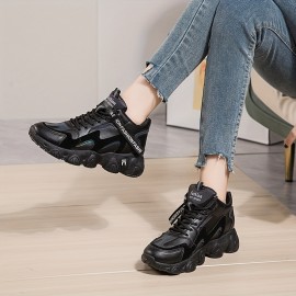 Women's Trendy High Top Sneakers, Casual Lace Up Outdoor Shoes, Women's Comfortable Walking Shoes