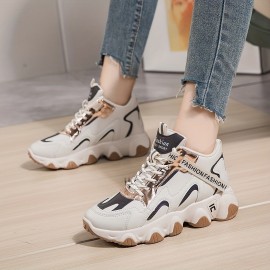 Women's Trendy High Top Sneakers, Casual Lace Up Outdoor Shoes, Women's Comfortable Walking Shoes