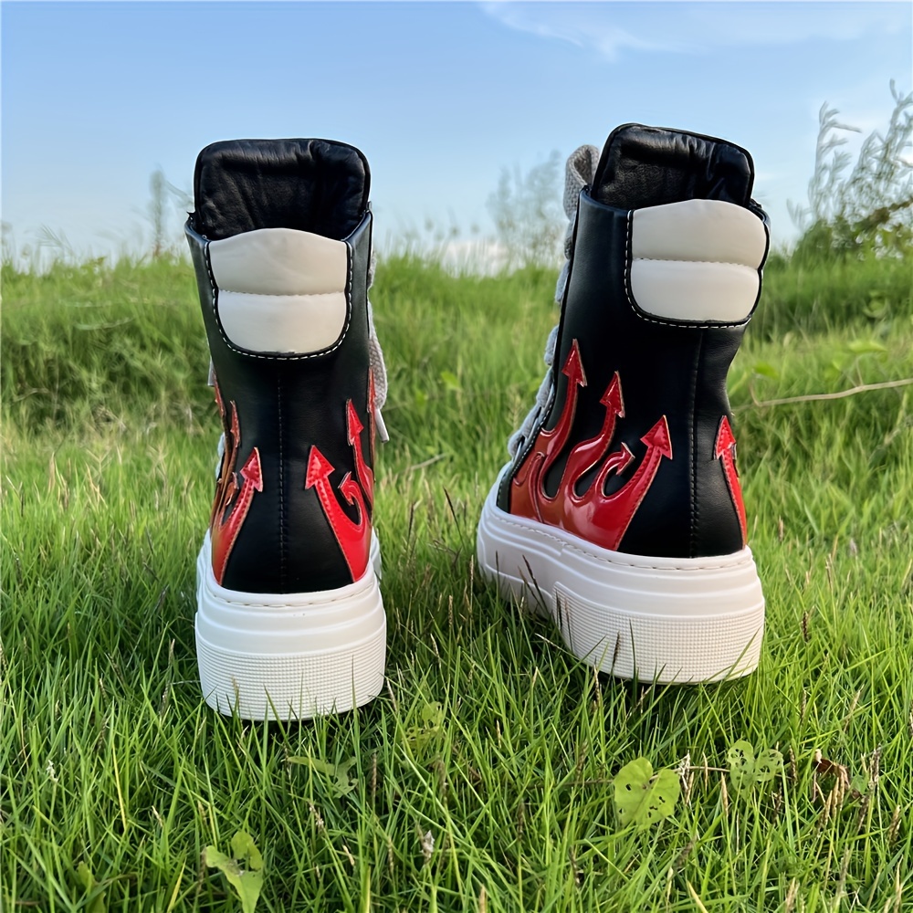 Fashion High-top Thick Bottom Height-increasing Embroidery Thick Laces Leather Sneakers Tennis