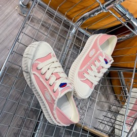 Women's Solid Color Casual Sneakers, Lace Up Platform Soft Sole Canvas Skate Shoes, Low-top Walking Comfort Shoes