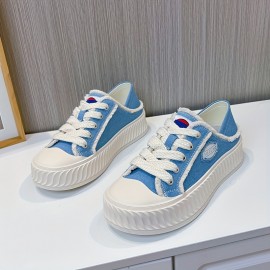 Women's Solid Color Casual Sneakers, Lace Up Platform Soft Sole Canvas Skate Shoes, Low-top Walking Comfort Shoes