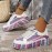 Women's Rhinestone Decor Striped Sneakers, Lace Up Platform Casual Skate Shoes, Versatile Low-top Walking Shoes