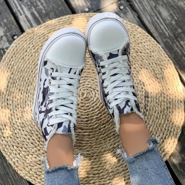 Women's Camouflage Canvas Sneakers, Casual Lace Up High Top Skate Shoes, Lightweight Flat Trainers