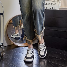 Women's Colorblock Casual Sneakers, Lace Up Platform Soft Sole Shock Absorption Shoes, Versatile Round Toe Sporty Trainers