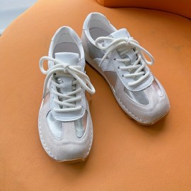 Women's Contrast Color Casual Sneakers, Lace Up Lightweight Soft Sole Walking Comfort Shoes, Low-top Breathable Trainers