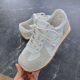 Women's Contrast Color Casual Sneakers, Lace Up Lightweight Soft Sole Walking Comfort Shoes, Low-top Breathable Trainers