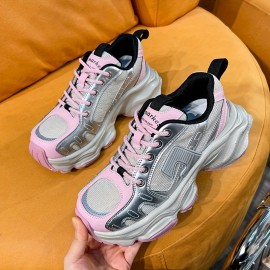 Women's Colorblock Mesh Heightening Sneakers, Lace Up Platform Soft Sole Casual Walking Shoes, Low-top Breathable Trainers