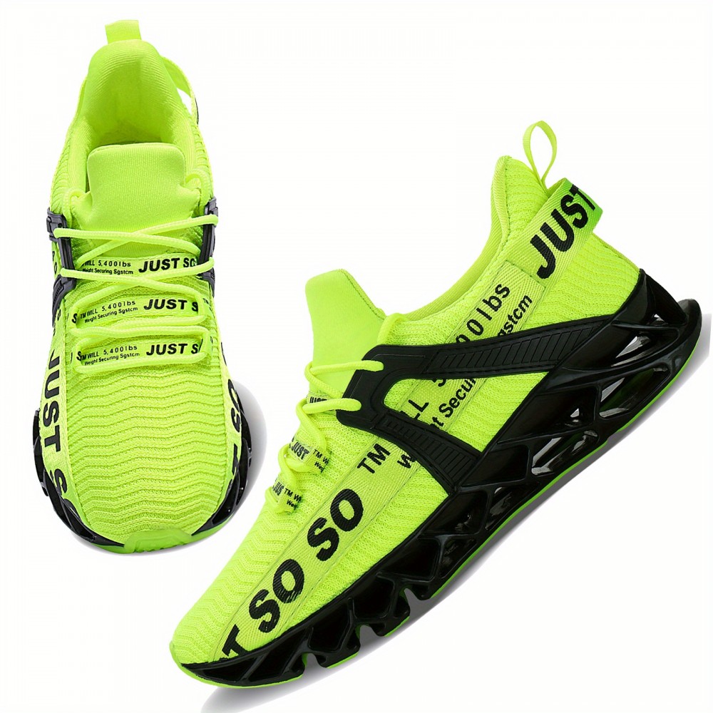 PLUS SIZE Men's Knit Breathable Running Shoes, Lace Up Comfy Soft Sole Sneakers For Outdoor Jogging, Spring And Summer