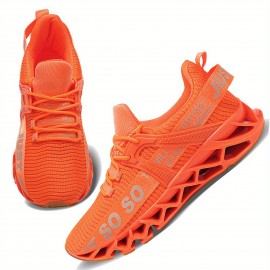 PLUS SIZE Men's Knit Breathable Running Shoes, Lace Up Comfy Soft Sole Sneakers For Outdoor Jogging, Spring And Summer