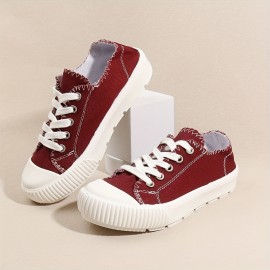 Women's Simple Canvas Shoes, Casual Lace Up Low Top Sneakers, Women's Non-slip Platform Shoes