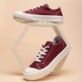 Women's Simple Canvas Shoes, Casual Lace Up Low Top Sneakers, Women's Non-slip Platform Shoes