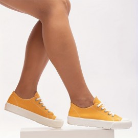 Women's Simple Canvas Shoes, Casual Lace Up Low Top Sneakers, Women's Non-slip Platform Shoes