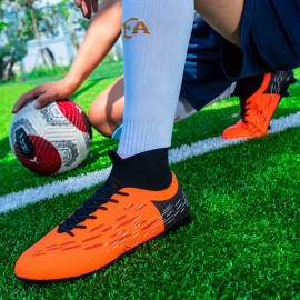 Men's Trendy High Top Non Slip AG Football Cleat, Professional Comfy Outdoor Breathable Soccer Cleats & Shoes For Training Competition