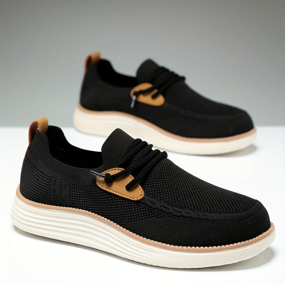 Men's Loafer Shoes Sneakers With Decorative Shoelaces, Breathable Lightweight Non-slip Slip On Shoes, Men's Shoes, Spring And Summer