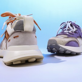 Women's Color Block Chunky Platform Sneakers, Low-Top Non-slip Casual Sports Shoes