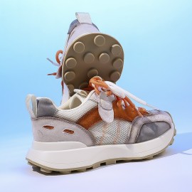 Women's Color Block Chunky Platform Sneakers, Low-Top Non-slip Casual Sports Shoes