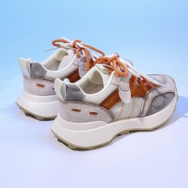 Women's Color Block Chunky Platform Sneakers, Low-Top Non-slip Casual Sports Shoes