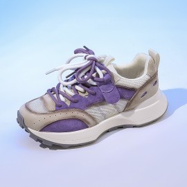 Women's Color Block Chunky Platform Sneakers, Low-Top Non-slip Casual Sports Shoes