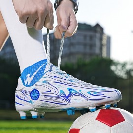 Kids Hook & Loop FG Soccer Cleats, Lightweight Non Slip Sport Shoes For Outdoor Boys Girls Children Running Training Competition