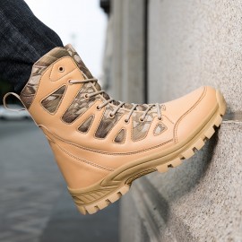 Unisex High-top Hiking Boots, Artificial Leather, Autumn Winter, Outdoor Mountain Trekking Shoes, Durable Non-Slip Footwear For Men And Women