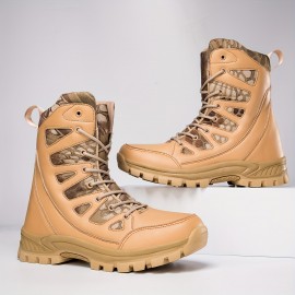 Unisex High-top Hiking Boots, Artificial Leather, Autumn Winter, Outdoor Mountain Trekking Shoes, Durable Non-Slip Footwear For Men And Women