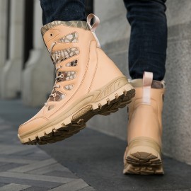 Unisex High-top Hiking Boots, Artificial Leather, Autumn Winter, Outdoor Mountain Trekking Shoes, Durable Non-Slip Footwear For Men And Women