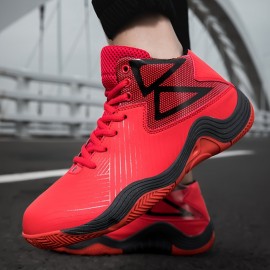 Men's & Women's Professional Basketball Shoes - Comfy Geometry Breathable Non Slip Shock Absorption Lace Up Cushioned Sneakers For Couple Training & Walking