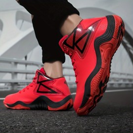 Men's & Women's Professional Basketball Shoes - Comfy Geometry Breathable Non Slip Shock Absorption Lace Up Cushioned Sneakers For Couple Training & Walking