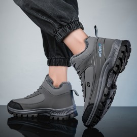 Men's Sneakers With Fur, Comfortable Warm Non-slip Running Shoes