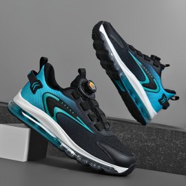 Men's Rotary Buckle Sneakers With Air Cushion - Athletic Shoes - Shock-absorbing And Breathable - Running Basketball Workout Gym