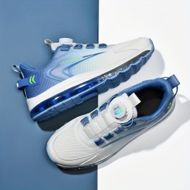 Men's Rotary Buckle Sneakers With Air Cushion - Athletic Shoes - Shock-absorbing And Breathable - Running Basketball Workout Gym