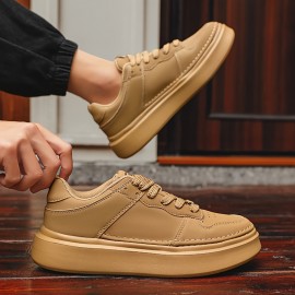 YTAT Men's White Sports Shoes, Leather Simple Casual Shoes, Men's Fashionable Sports Shoes