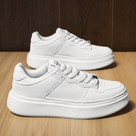 YTAT Men's White Sports Shoes, Leather Simple Casual Shoes, Men's Fashionable Sports Shoes